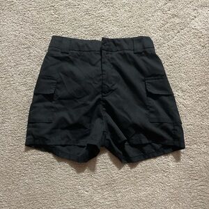 SHEIN Black Cargo Shorts with Frayed Hem